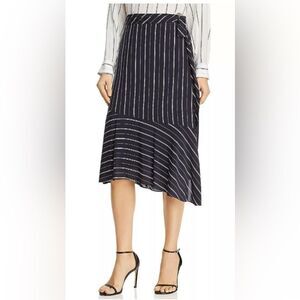 NWT JOIE Womens Stripe LUNDYN Midnight Skirt Career Flowy Navy Sz 2
